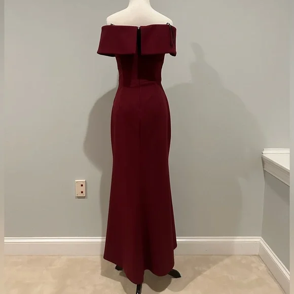 BHLDN Delice Dress - Burgundy Off the Shoulder Dress with Slit - Picture 3 of 6